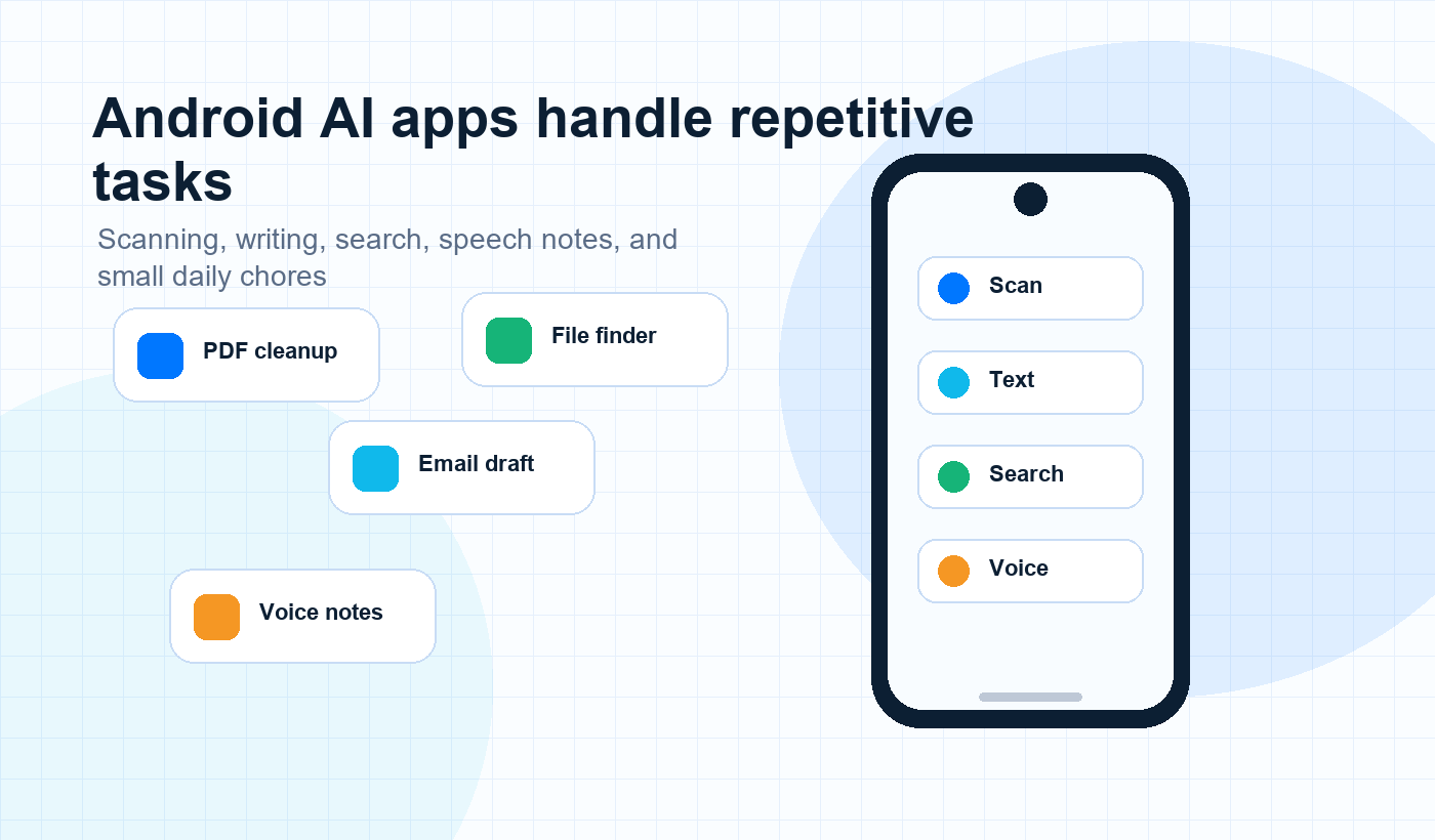 Android AI apps handling scanning writing search and voice notes