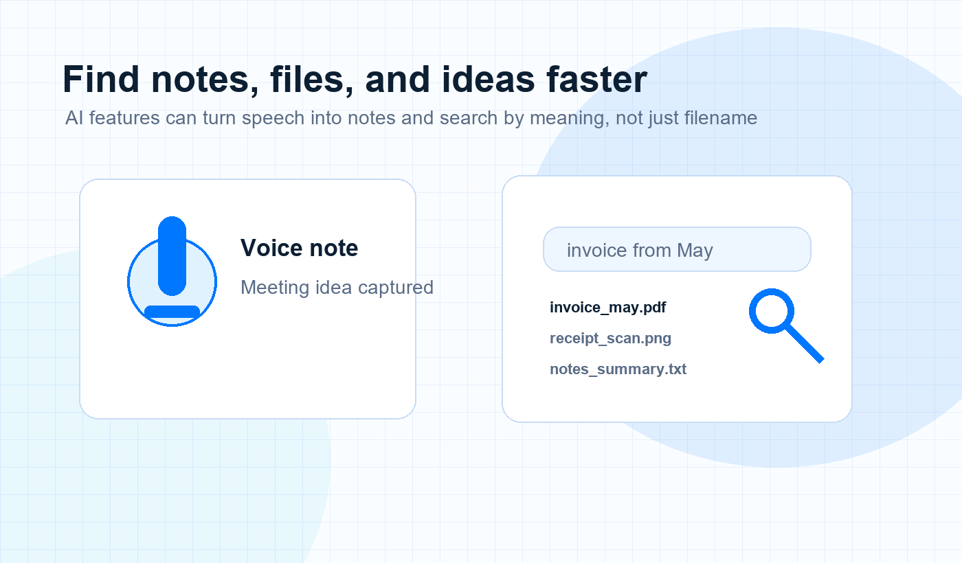 Android AI voice notes and file search productivity features