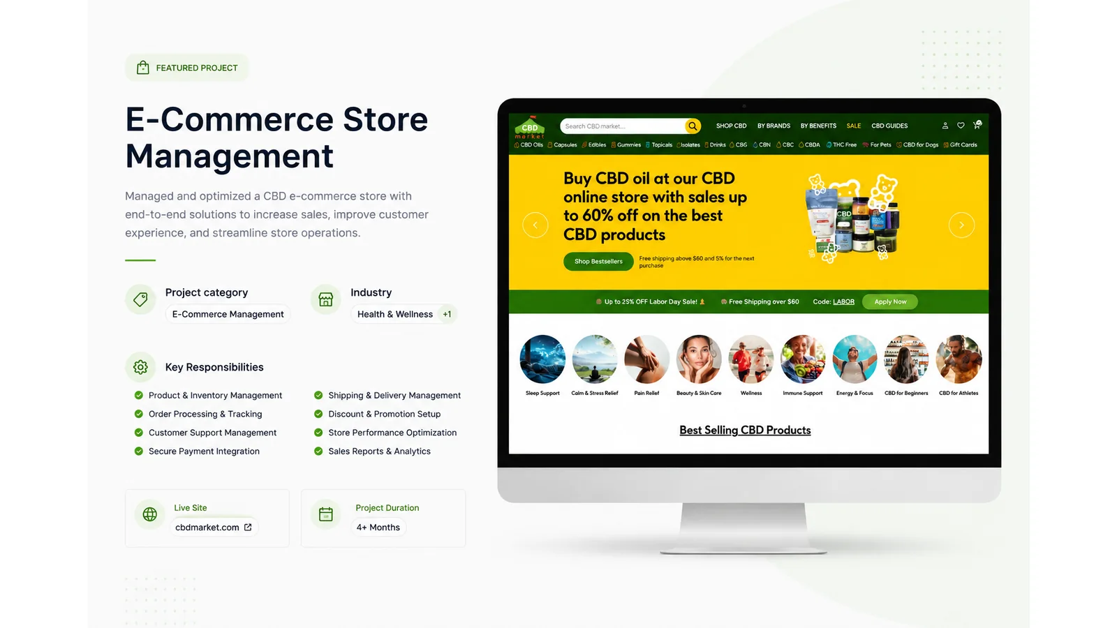 CBD e-commerce store management work sample