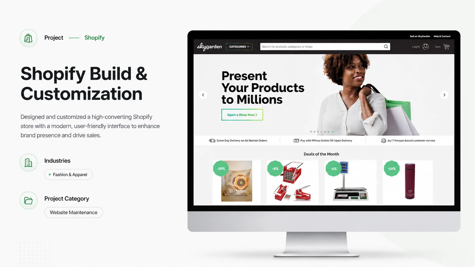 Shopify build and customization work sample