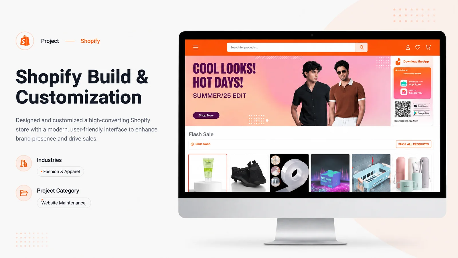 Fashion Shopify store customization work sample