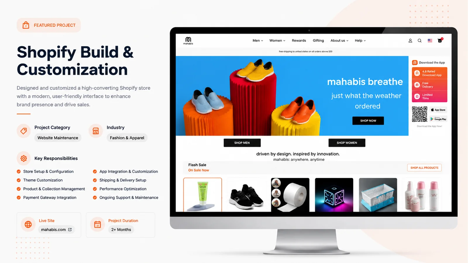 Mahabis Shopify maintenance work sample