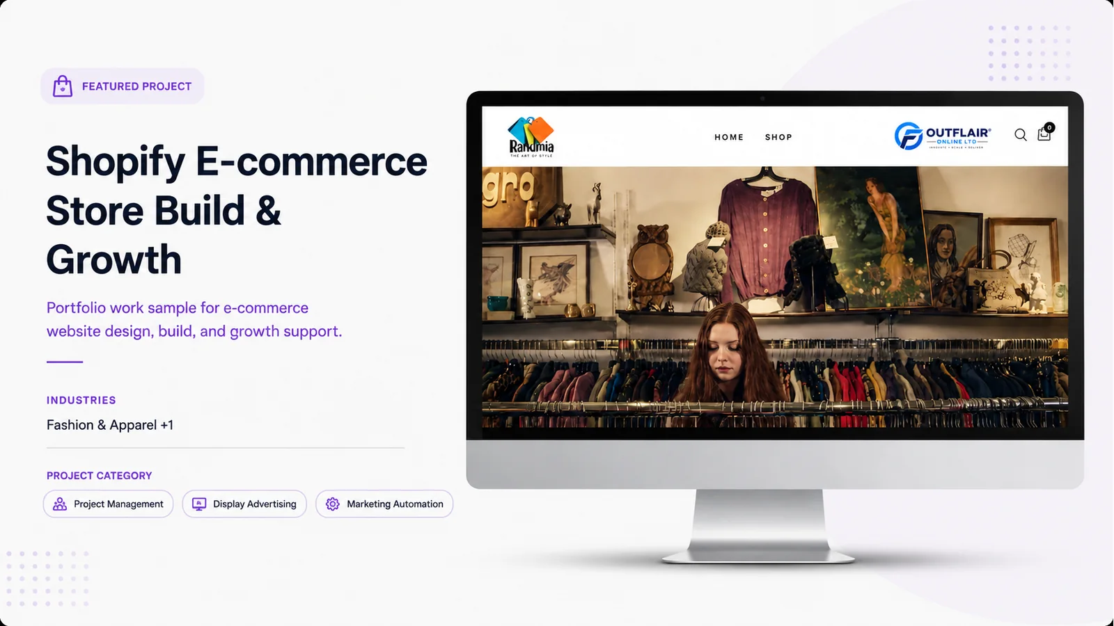 Shopify e-commerce build and growth portfolio sample